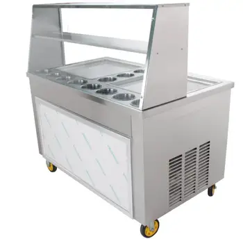 

Thailand style double 45cm square pans with 11 food tanks fry ice cream machine ice cream roll fryer fried ice cream machine