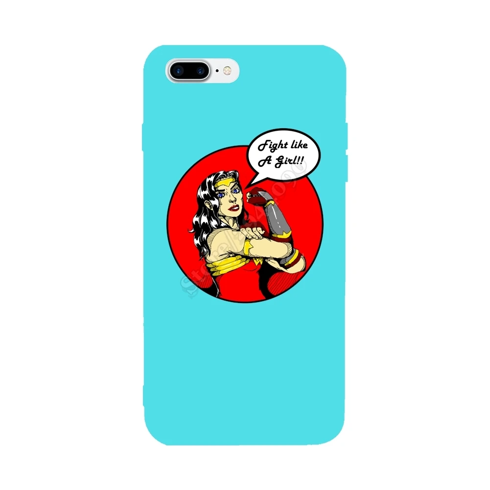 Fight Like A Girl Wonder Woman For Iphone 6S 6 7 8 Plus Case Soft TPU Anti-knock Protective Custom Covers X |