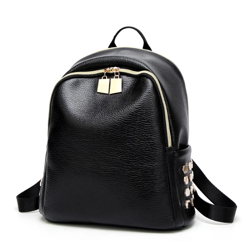 Fashion Women Backpack High Quality Backpacks Youth Leather Girls Female School Shoulder Bag Bagpack PU Black