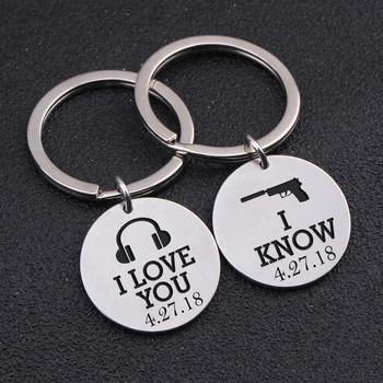 

1 Pair Key Chain To Couple Love Boyfriend Customized Private Date Engraved I Love You For Love Anniversary Birthday Souvenir