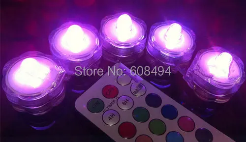 10 шт./лот LED Погружные Floralytes дистанционным управлением Цветочный чай свет свечи w/Контроллер таймера RGB Изменение цвета свадебные рождество