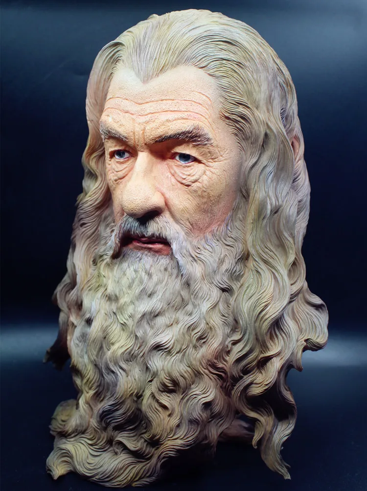 

[Best] Bust Statue Color Painted Rings Hobbit The Gandalf model Figure Collection Craft Sculpture home Room decoration toy gift