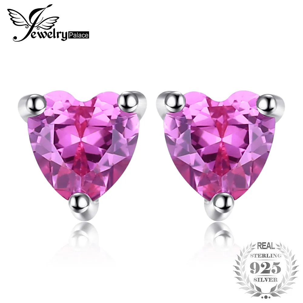 JewelryPalace 0.63 ct Created Pink Sapphires Stud Earrings 925 Sterling