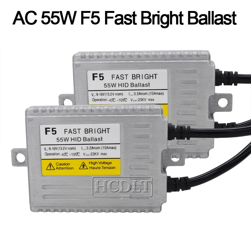 HCDLT AC 55W F5 1 Second Fast Start Ballast Xenon Conversion Kit 5500K Super Bright H1 H11 9005 9006 D2H H7 Car Headlight Bulbs (5)