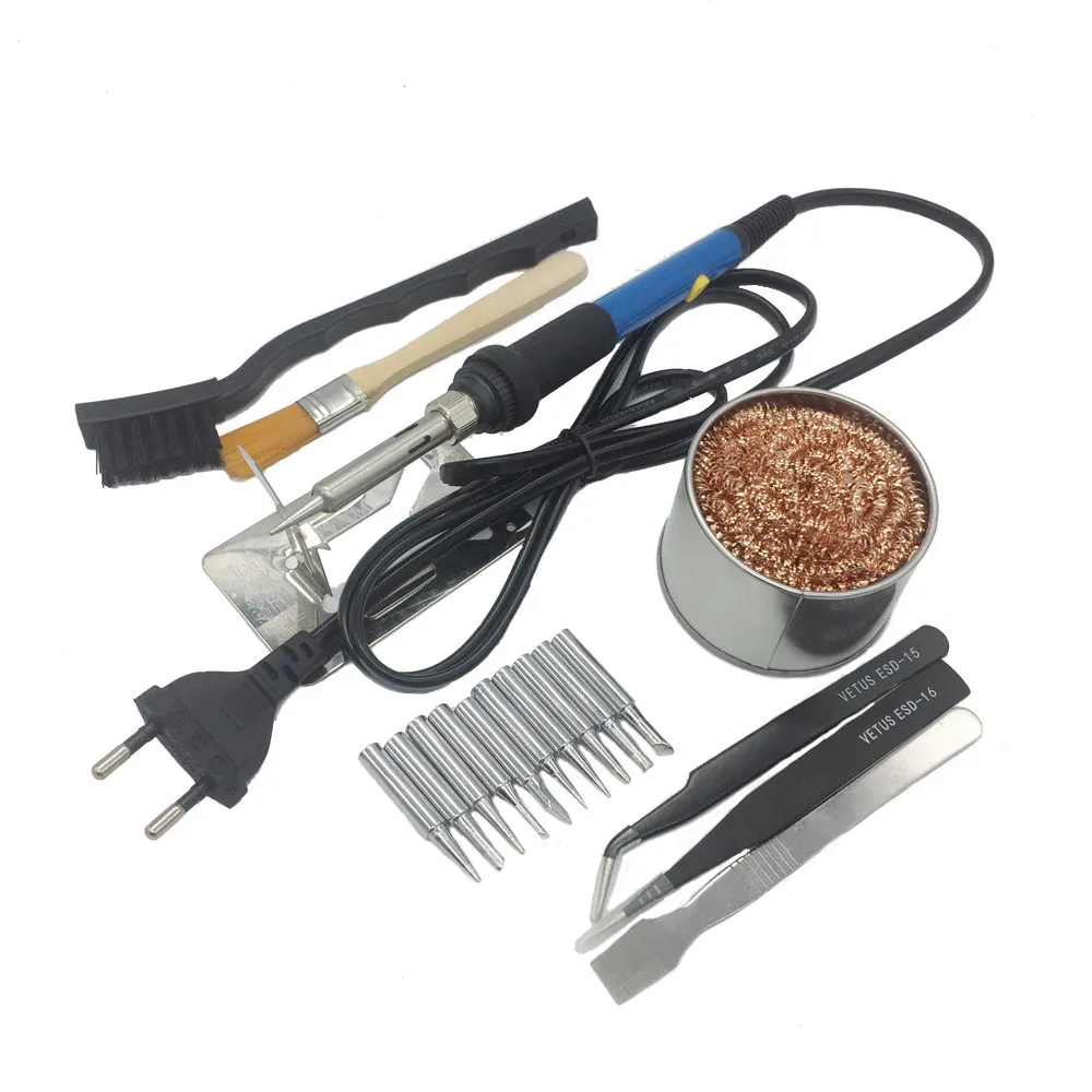 

220V/110V 60W Adjustable Temperature Electric Soldering Irons Welding Solder Station Heat Pencil With 10pcs Tips EU Plug