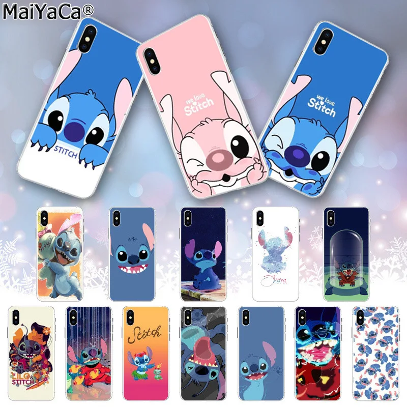 

MaiYaCa cute cartoon Lilo Stitch black Phone Case for Apple iphone 11 pro 8 7 66S Plus X XS MAX 5S SE XR cover