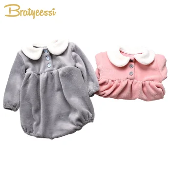 

Fleece Baby Rompers Princess Peter Pan Collar Infant Winter Jumpsuit Toddler Romper Long Sleeve Onesie Baby Girl Clothes 1PC
