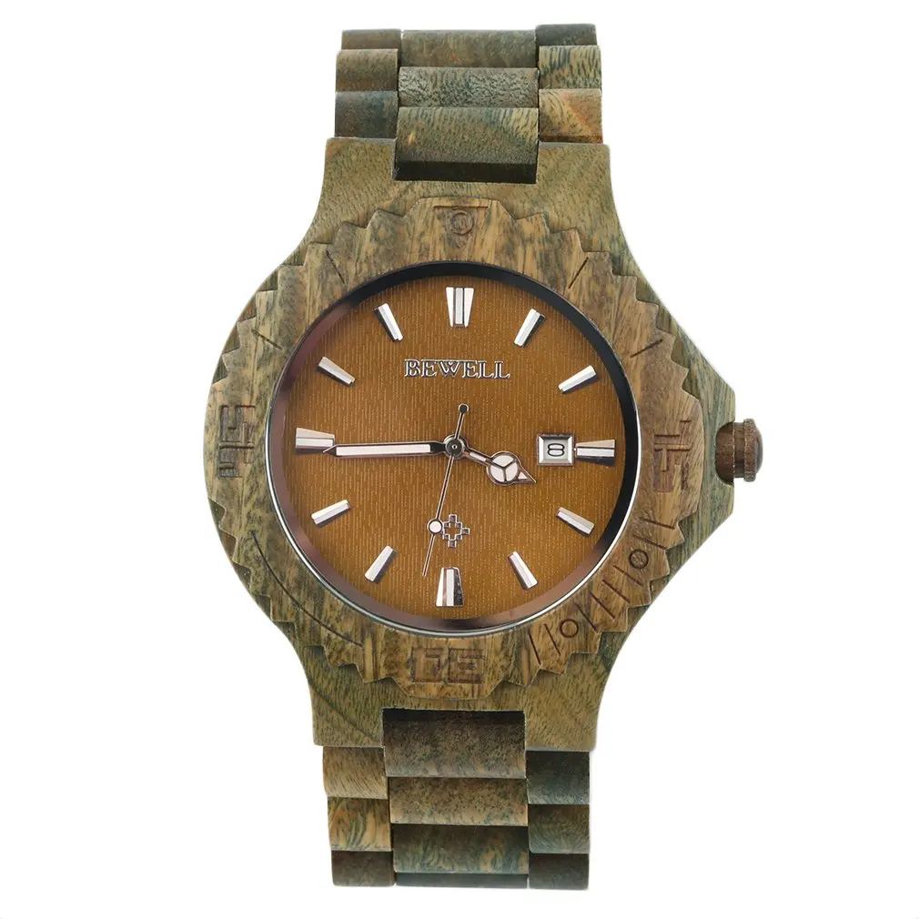 

Bewell W023B Round Shaped Men Wood Calendar Quartz Wrist Wristwatch Gift