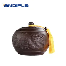 Китайский стиль, банка для хранения чая, натуральная фиолетовая глина, тисненая узорная, Художественная упаковка, емкость для чая, банки, украшение для кофейных зерен