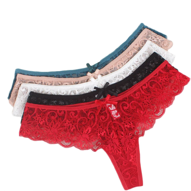 

Hot fashion sexy Women Lingerie lace floral Thongs Panties T-back Seamless Ladies bow hollow out underwear Briefs