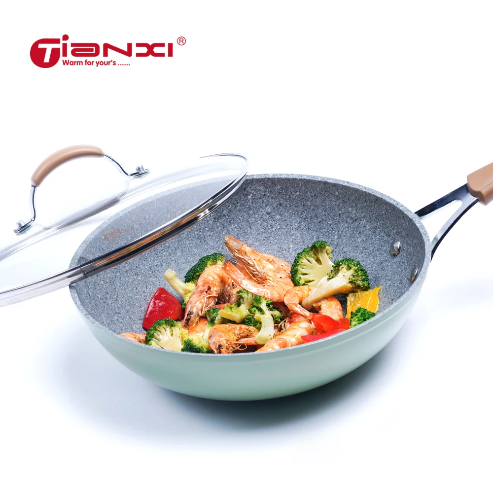 

Wok Non-stick Pan Frying Pan Woks Pans Cooking Pot Pans kitchen Pots Cookware Smokeless Uncoated Induction Cooker Gas PDG43