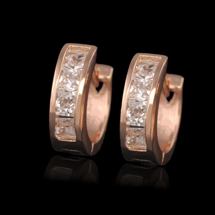 MxGxFam розовое Золотое кольцо серьги женские с цирконом AAA без содержания свинца и никеля