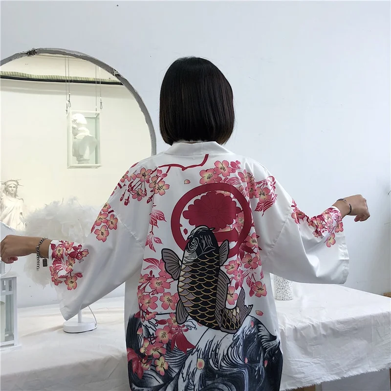 Женские топы лето японские модные Кимоно Одежда для пар Obi Yukata женское пляжное кимоно Boho Haori кимоно Japones FF2078