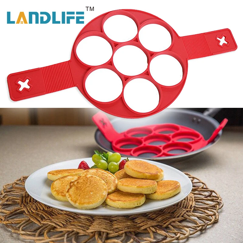 Landlife Pancakes Cooking Tool Nonstick Egg Cheese Pancake Maker Eggs Mold Seven Ring Circular Molds | Дом и сад