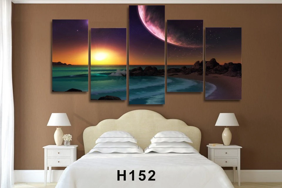 HD print 5 piece canvas cloud waves sea ocean storm lightning Painting seascape painting home decoration Free shipping | Дом и сад