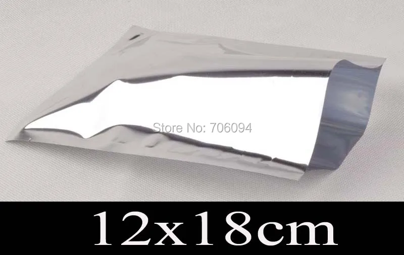 

12*18cm shiny silver Aluminum Foil Plastic Bag,Heat seal silver Aluminum foil bag,Plain pocket plastic food Bag,300pcs/lot