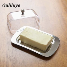 Контейнер для масла, посуды для кухни, коробка для хранения масла, сыра, тортов, поднос из нержавеющей стали, прозрачная крышка, аксессуары для кухонной плиты