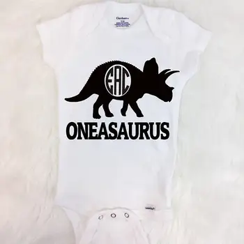 

Customize Dinosaur first birthday Newborn infant baby bodysuit onepiece romper Outfit Take Home toddler shirts party gifts