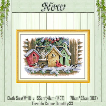 

Bird house animals scenery painting counted printed on the canvas DMC 11CT 14CT kits DIY Cross Stitch embroidery needlework Sets