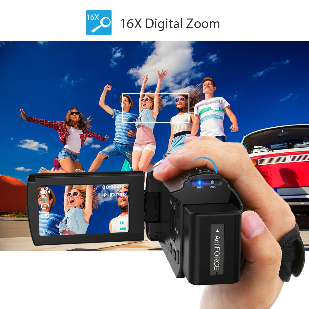 Цифровая видеокамера Andoer 4K 1080P 48 МП Wi Fi записывающая с широкоугольным