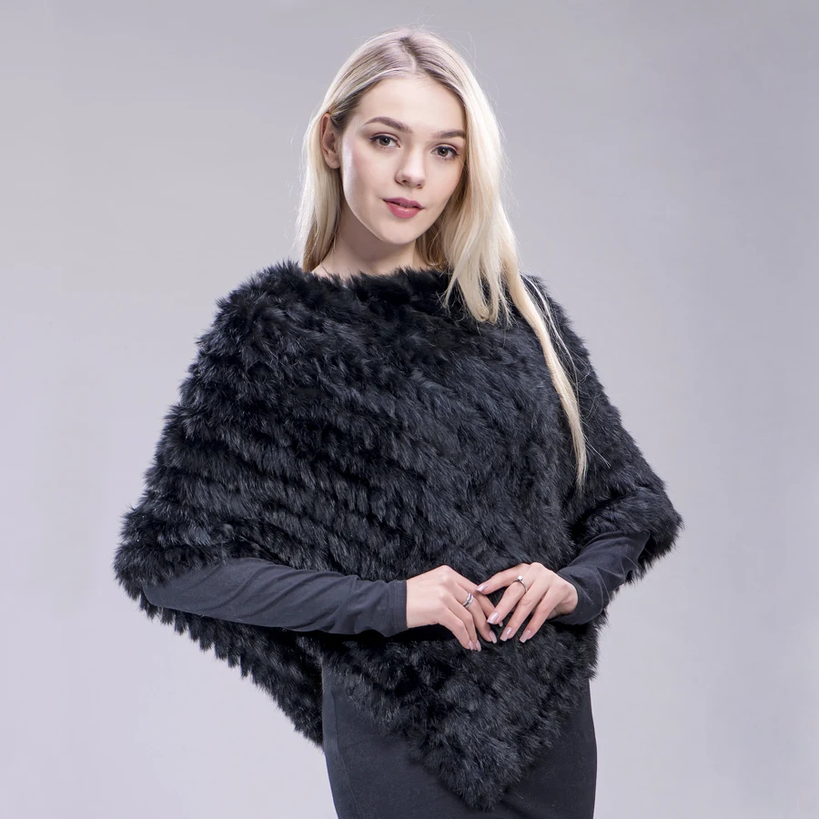 Женский вязаный пончо ZDFURS * демисезонный шарф накидка из натурального кроличьего
