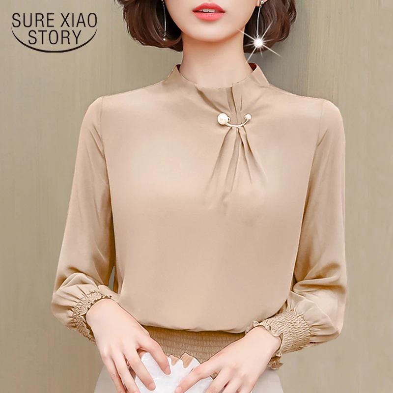 Achat À manches longues bureau blouse femmes vêtements en mousseline de soie blouse femmes chemises blusas mujer de moda 2018 femmes tops et blouses 1391 45