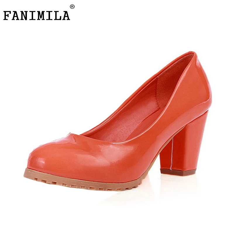 

women square high heel shoes woman patent leather brand round toe heels pumps sexy lady footwear heeled shoes size 34-39 P23520