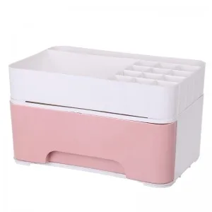 Тип ящика коробка для хранения Столешница туалетный столик пластиковые полки для губной помады Дамская косметичка Органайзер 23*14,5*13 см - Цвет: Розовый