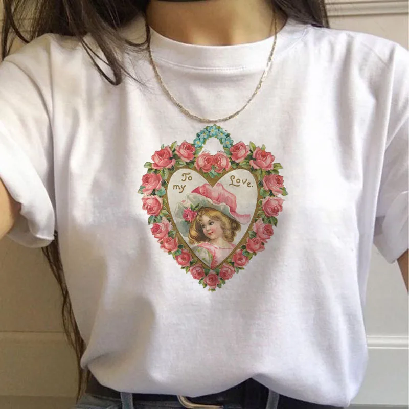 

Summer 2019 Korean Harajuku Vintage flower Print O Neck Short Sleeve Woman T-shirt Fashion Casual Loose Cotton Spandex Tees