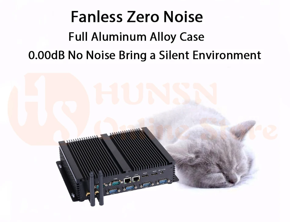 Fanless Industrial PC,Mini Computer,Windows 10,Intel Core I7 5500U,[HUNSN MA05I],(Dual WiFi/2HD/4USB2.0/4USB3.0/2LAN/6COM