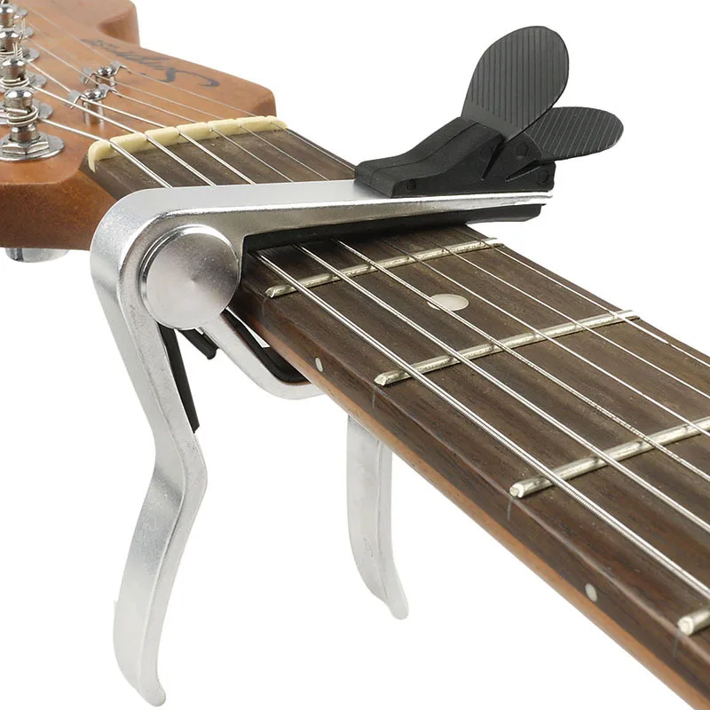 Function Silver Alloy Guitar Capo With Pick Holder, Cappo For Acoustic