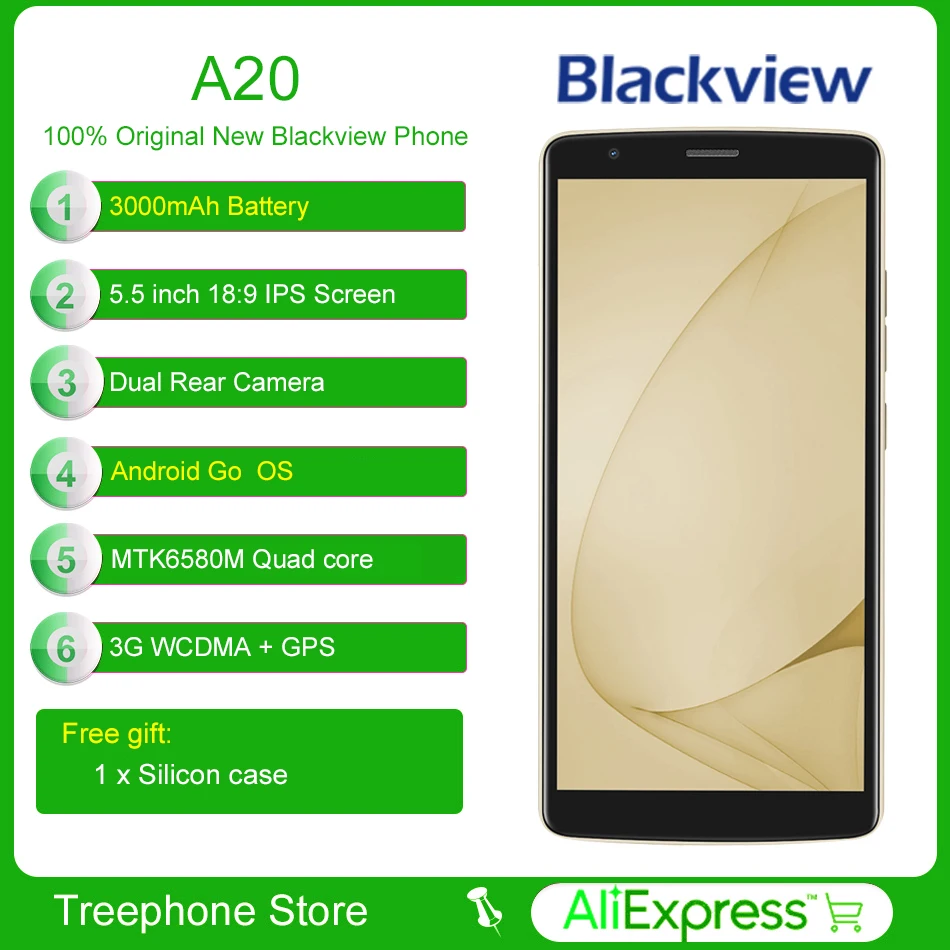 BLACKVIEW A20 Android Go New OS смартфон Quad Core 3g двойной сзади Камера мобильного телефона 5