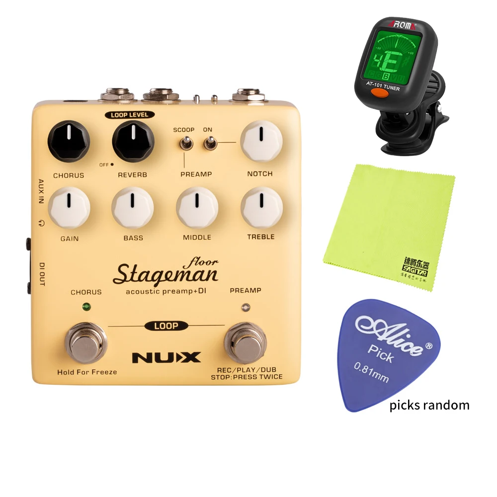 

NUX Stageman Floor Acoustic Preamp DI Digital Effects Looper Function Chorus Reverb Freeze Guitar Effect Pedal for Violin Parts