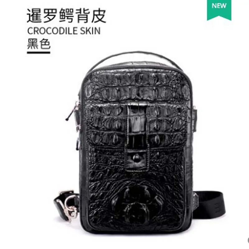

gete 2019 New Thai real crocodile leather chest bag man's leather vertical square zipper bag crocodile men chest