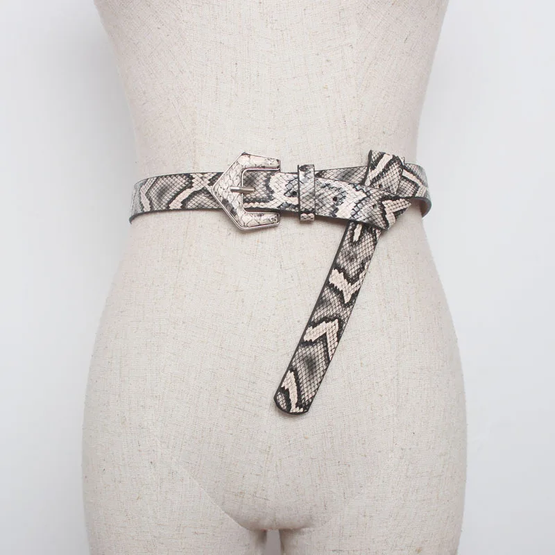 Новый металлический длинный ремень с пряжкой модный Змеиный узор тонкий ремень Дамское Платье декоративные ремни женские ремни из