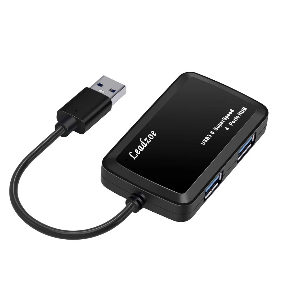 Leadzoe usb-хаб, 4 порта, Супер Скоростной USB 3,0 концентратор, портативный usb-разветвитель Для iMac Macbook, аксессуары для компьютера, ноутбука, концентратор USB 3,0