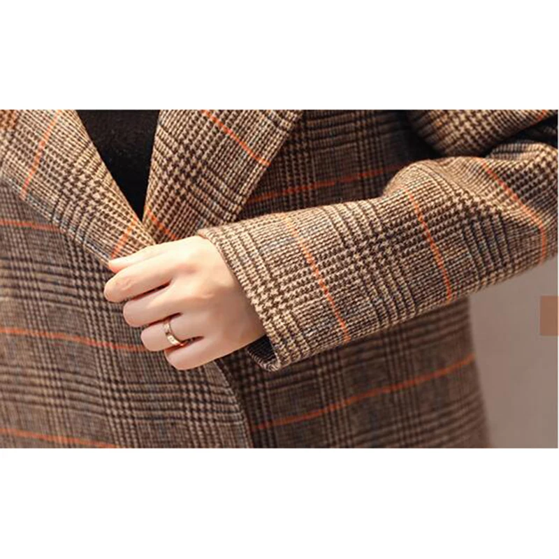 Femmes Haute Hiver Taille Nouvelles À Longues Carreaux Automne Grande Mode Manches Laine De Odfvebx Coffee fin Long Manteau Moyen Veste Femme 6EXqnxwdx