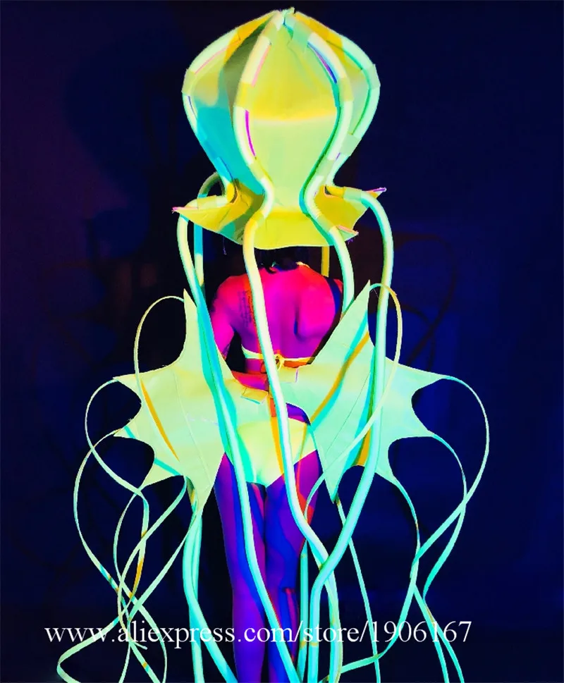 Fluorescent Octopus Bar Gogo Costume8