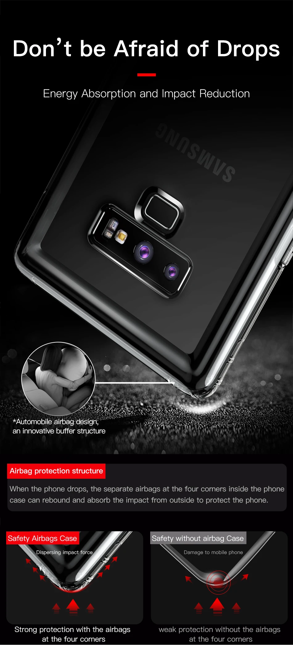 Baseus военной уровня анти Knock чехол для samsung примечание 9 тонкий прозрачный защитный мягкий силиконовый чехол для samsung Galaxy Note 9 Капа