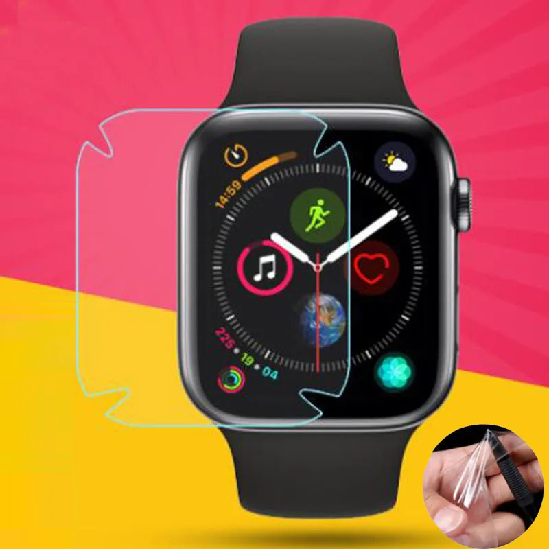 

4pc TPU (Not Glass) Soft Clear Full edge Cover Protective Film For iwatch Apple Watch Series 4 40mm 44mm Screen Protector Guard