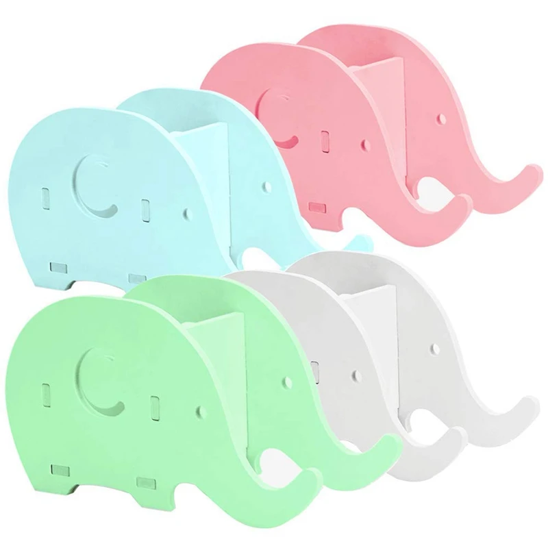 

4 Pcs Elephant Shape Cell Phone Stand & Desk Pencil Pen Holder,Wood Stationery Multifunctional Organizer Decoration - Office A#8
