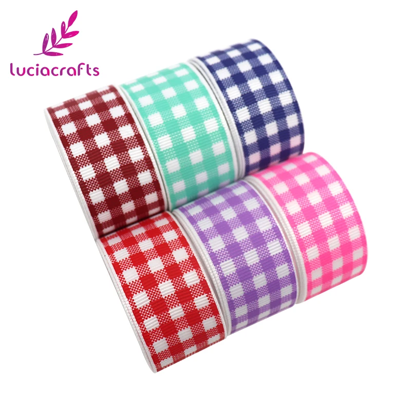 

3yards/6yards 25mm Plaid Printed Grosgrain Ribbons DIY Sewing Trim Ribbon For Christmas Party Wrapping Decoration S0801