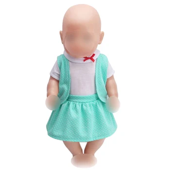 

43 cm baby dolls dress new born Cute green dress suit Baby toys fit American 18 inch Girls doll f228