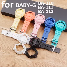 Watch Accessories Resin Strap Case for Casio BABY-G BA-111 BA-110 BA-112 120 Waterproof Watch Strap Women's Strap casio baby g ba 110fl 8a