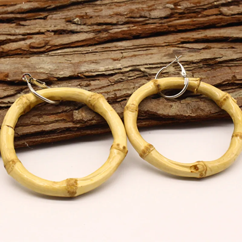 

1 Pair European Exquisite Large Irregular Round Bamboo Hoop Earrings Silver Color Charm Bohemia Earrings For Women Jewelry E18