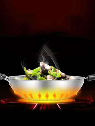 

[TB15]304 stainless steel wok smokeless flat-bottom cooking pot household non-stick induction cooker gas stove for pot