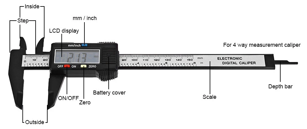 Штангенциркуль с цифровым дисплеем из нержавеющей стали 150 мм/дюймовая высокая точность штангенциркуль из нержавеющей стали