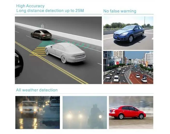

Car Blind Spot Detection Vehicle BSD Microwave Radar Sensor System Track Alarm Warning Light Buzzer Safe Driving detector car