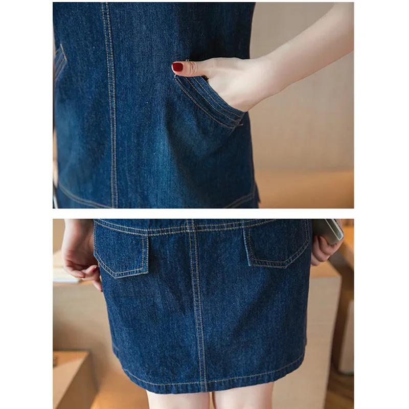 OKXGNZ 2017 New Summer Costume Denim Dress Plus Size 3XL Women clothing Jeans Dress Elegant Casual Cowboy Dresses Vestidos AH152