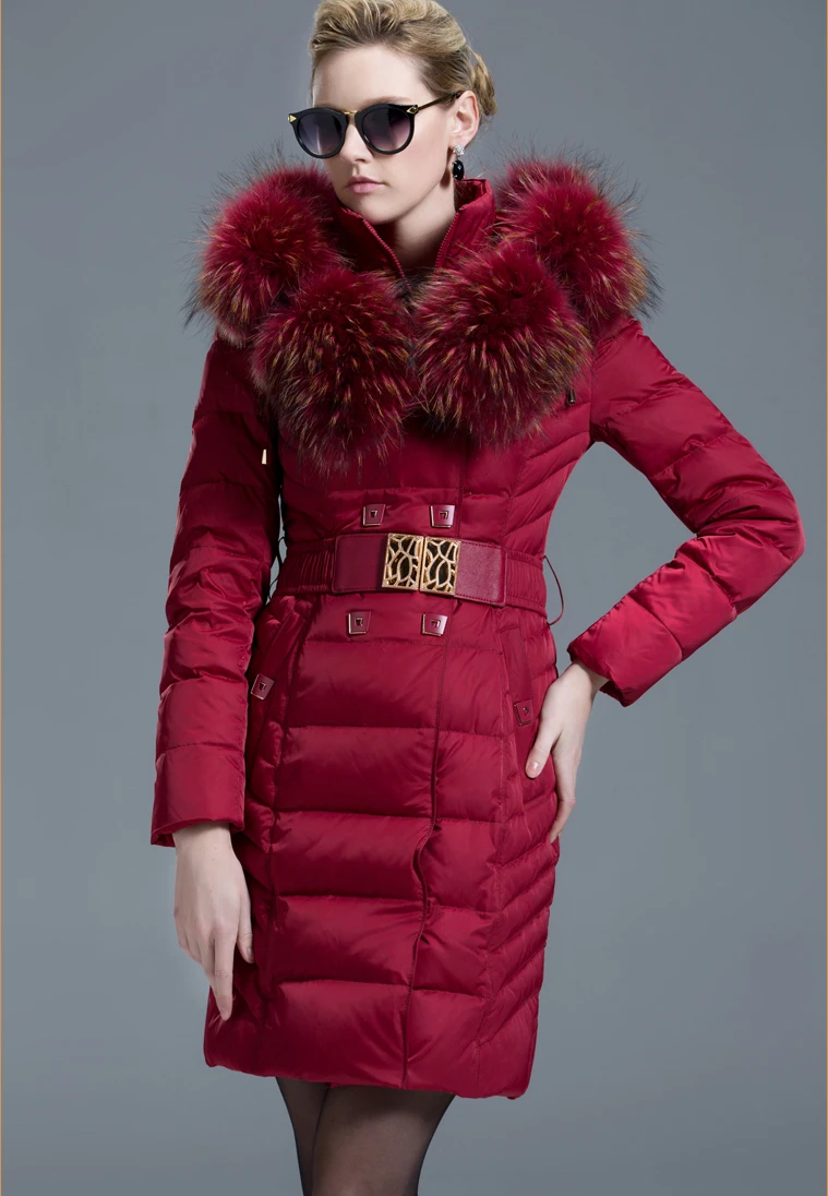 Épais D'hiver Mode Moyen Bas Dames 2017 Grand Red Bleu Luxe De Noir long Femmes Col Capot Le Manteau Fourrure Rouge Vers Vert Vêtements 7PgZTw